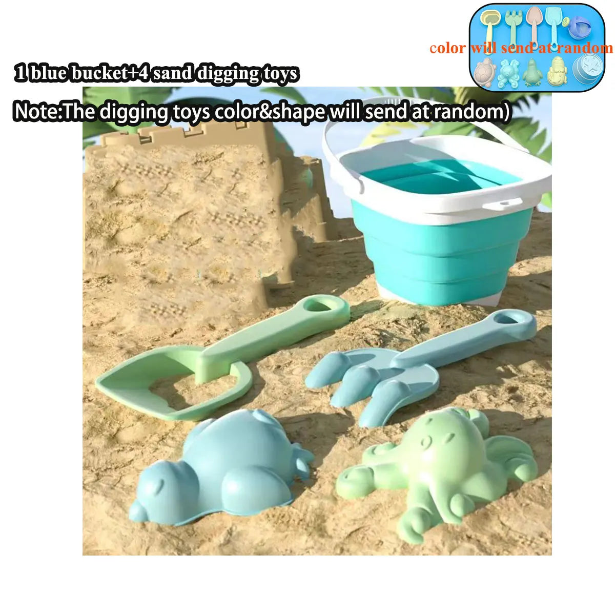 Beach Sand & Water Play Set for Kids – Folding Bucket & Sandbox Accessories