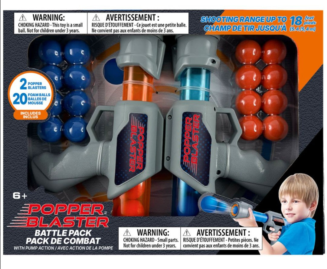 Popper Blaster 2-Pack with 20 Foam Balls – Action Shooting Game Toy Set for Kids