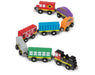Melissa & Doug Wooden Magnetic Train Set – 8-Piece Train Cars with Storage Tray