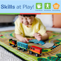 Melissa & Doug Wooden Magnetic Train Set – 8-Piece Train Cars with Storage Tray