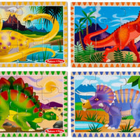 Melissa & Doug Dinosaurs 4-in-1 Wooden Jigsaw Puzzle Set – 48 Pieces with Storage Box