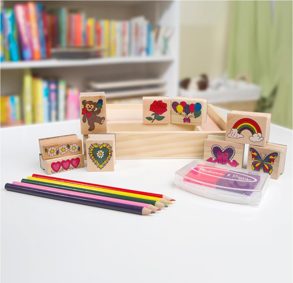 Melissa & Doug Wooden Stamp Set – Friendship Theme Art Kit