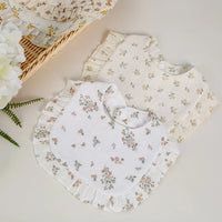 Floral Muslin Baby Bib – Adjustable Snap Drool Bib with Ruffled Edge