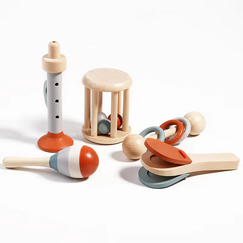 Wooden Musical Instrument Set – Montessori Sensory Toys (5-Piece)