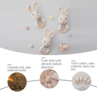 Crochet Rabbit Rattle with Wooden Teether – Sensory & Music Toy