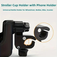 2-In-1 Universal Stroller Water Cup Holder with Phone Holder