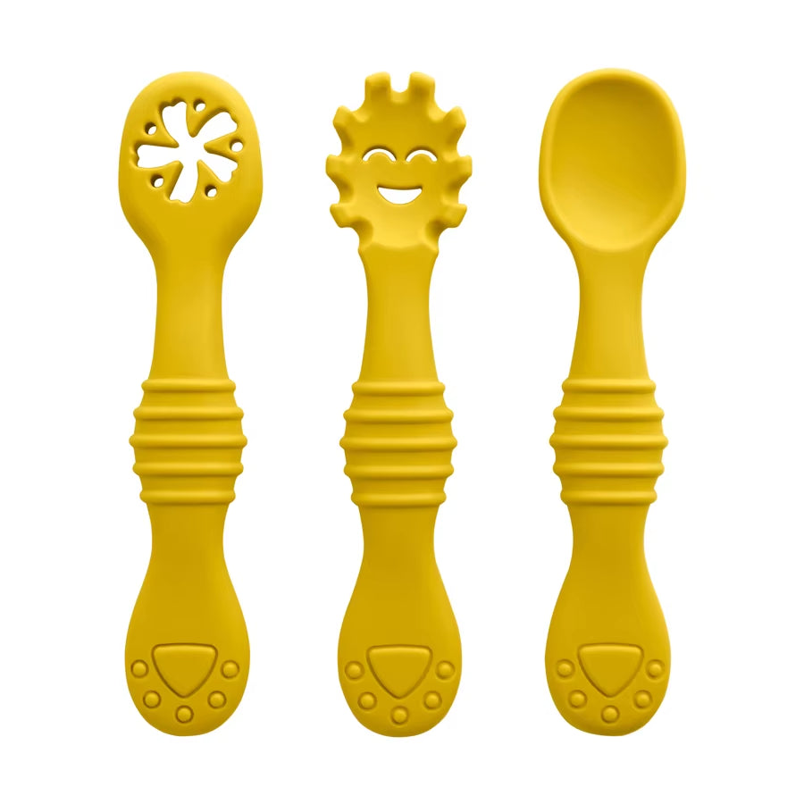 Baby Silicone Spoon and Fork Set (3 Pieces) – Feeding & Training Utensils