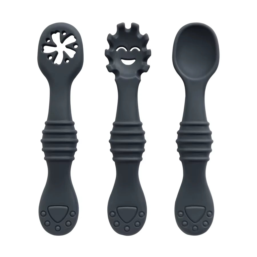 Baby Silicone Spoon and Fork Set (3 Pieces) – Feeding & Training Utensils