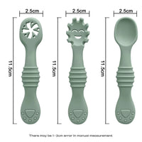 Baby Silicone Spoon and Fork Set (3 Pieces) – Feeding & Training Utensils