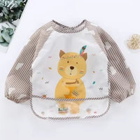 For1-3Year Baby Long Sleeve Scarf Waterproof Toddler Art Smock Feeding Bib Apron Pocket Infant Boys Girls Burp Cloth Banana Bibs