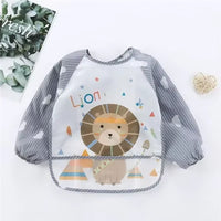 For1-3Year Baby Long Sleeve Scarf Waterproof Toddler Art Smock Feeding Bib Apron Pocket Infant Boys Girls Burp Cloth Banana Bibs