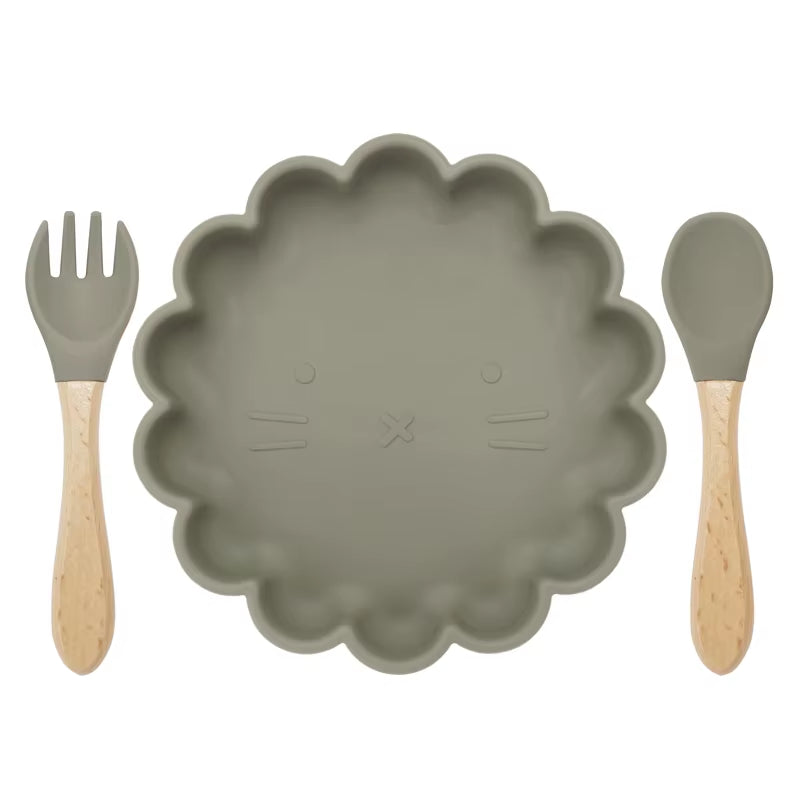 3-Piece Baby Tableware Set – Silicone Bowl, Spoon & Fork