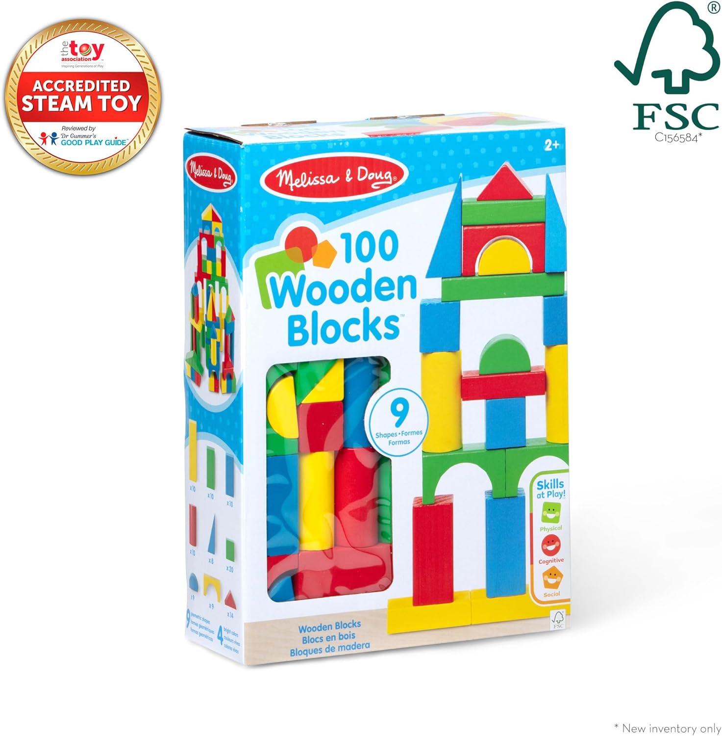 Melissa & Doug - Wooden Building Blocks 100-Piece Set