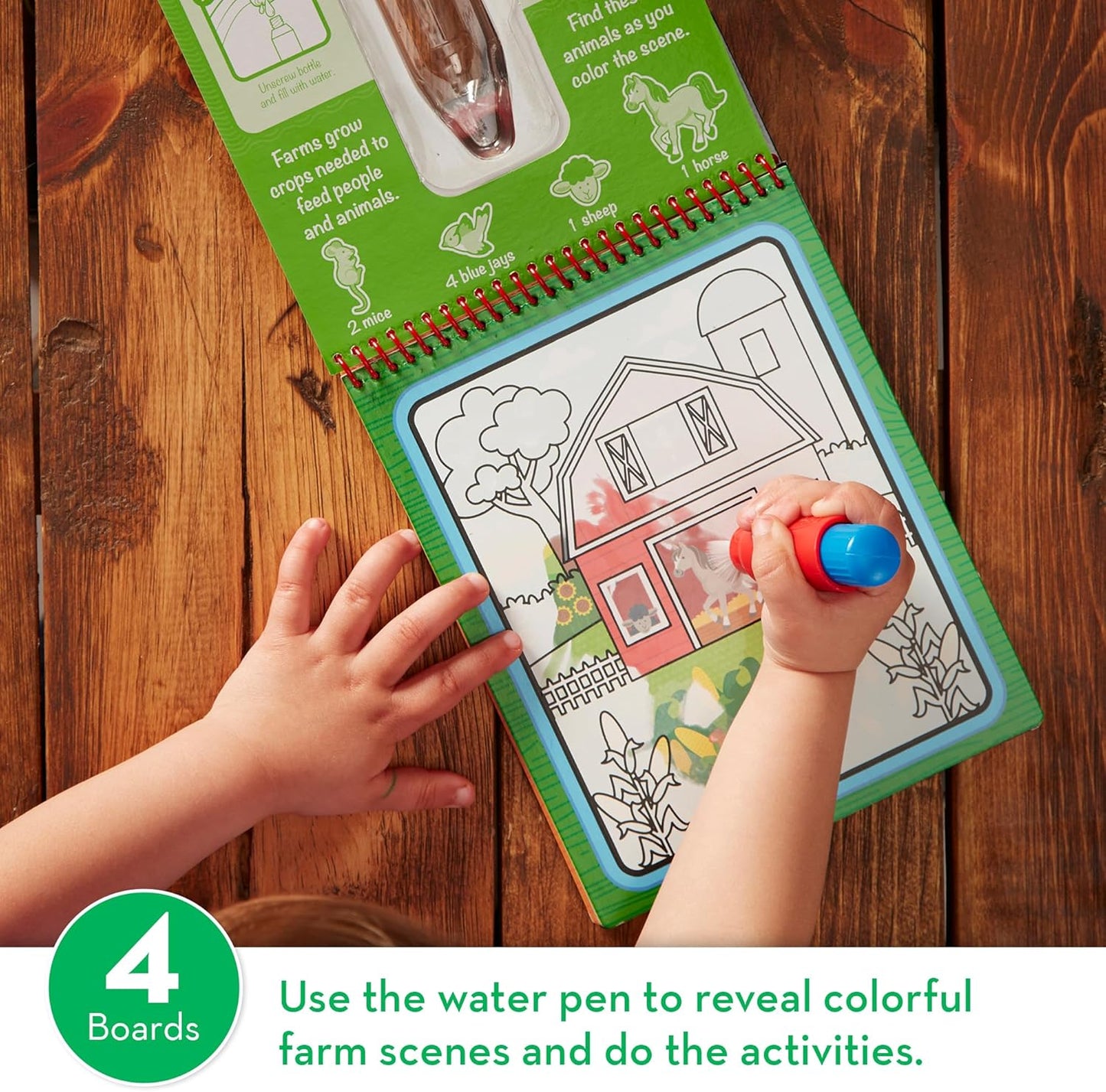 Melissa & Doug - Water Wow! Mess Free Coloring Book-Reveal Activity Pad - On The Farm