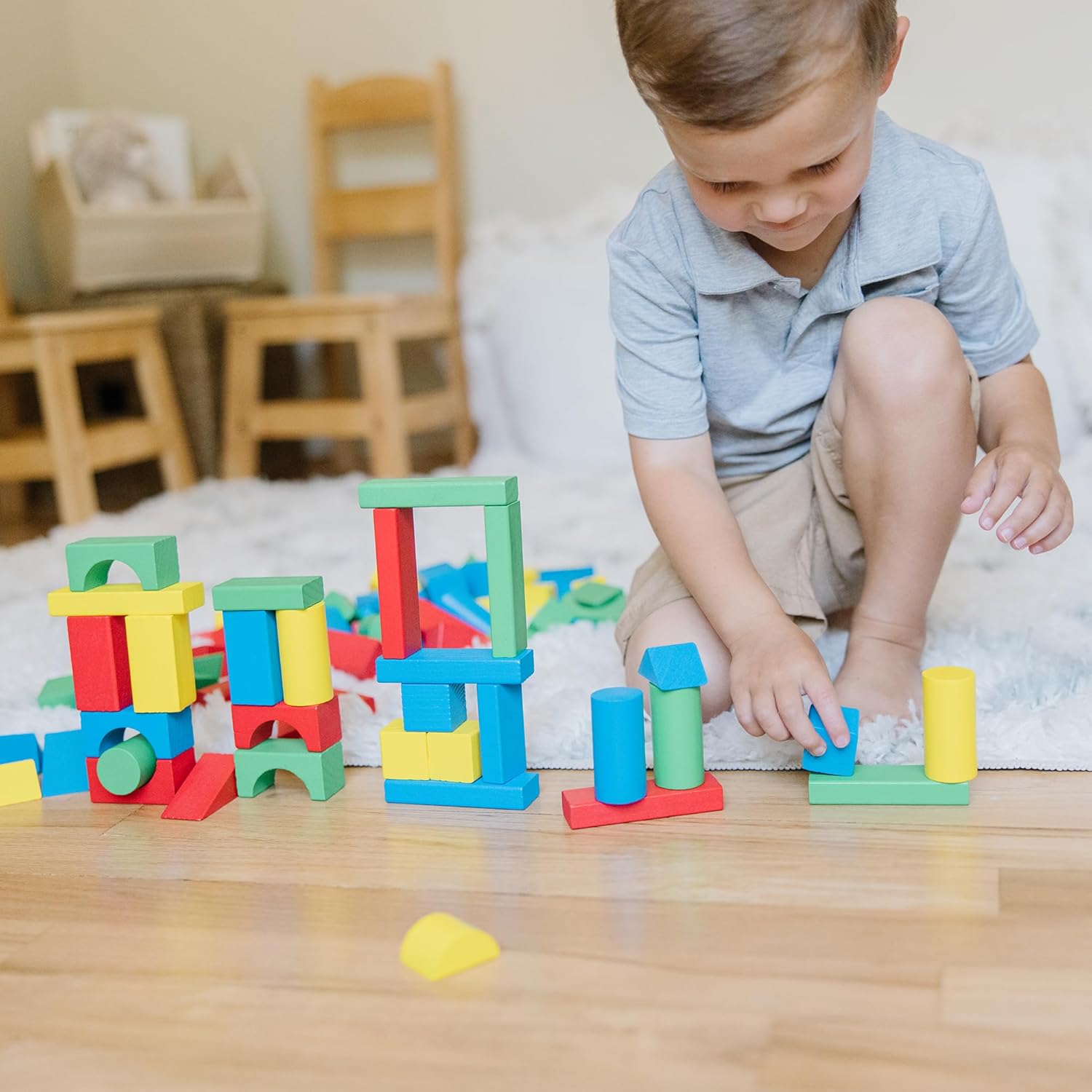 Melissa & Doug - Wooden Building Blocks 100-Piece Set